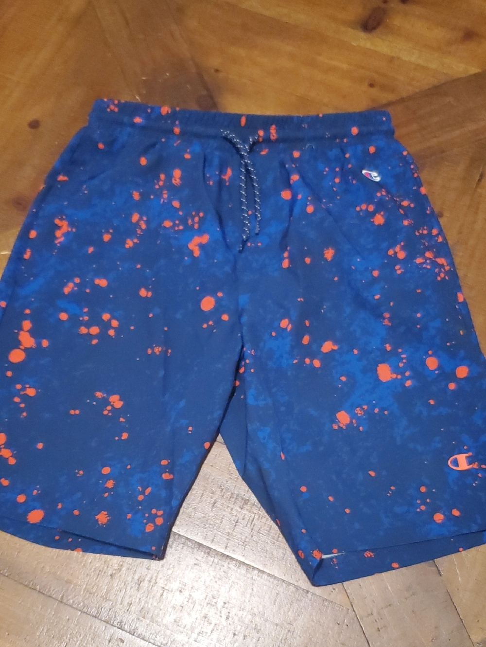 Champion Navy Blue and Orange Splatter Kids Shorts